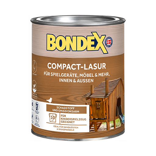 BONDEX Compact-Lasur, die Lasur mit der 2in1 Aqua+ Komfort Technologie für einen extrem wasserabweisenden Schutz für Ihr Holz.
<table cellpadding="2">
	<tbody>
		<tr>
			<td><img alt="DIN71-3.png" src="/kentico/getattachment/produkte/aussen/compact-lasur/Sicherheit-fur-Kinderspielzeug-nach-DIN-EN-71-3.jpg?lang=de-DE&amp;width=50&amp;height=50" style="width: 50px; height: 50px;" title="DIN71-3.png" /></td>
			<td><br />
			Sicherheit für Kinderspielzeug nach DIN EN 71-3</td>
		</tr>
		<tr>
			<td><img alt="170822_BONDEX_PIKTOS_KOMPLETT.png" src="/kentico/getattachment/produkte/aussen/compact-lasur/Geruchsarm.jpg?lang=de-DE&amp;width=50&amp;height=50" style="width: 50px; height: 50px;" title="170822_BONDEX_PIKTOS_KOMPLETT.png" /></td>
			<td>Geruchsarm</td>
		</tr>
	</tbody>
</table>
