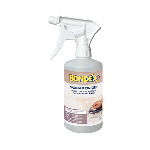 BONDEX SAUNA-REINIGER entfernt Verschmutzungen schonend und einfach. Die Oberflächen wie Holz, Metall oder Fliesen im Sauna- und Wellnessbereich werden optimal für die anschließende Pflege vorbereitet.