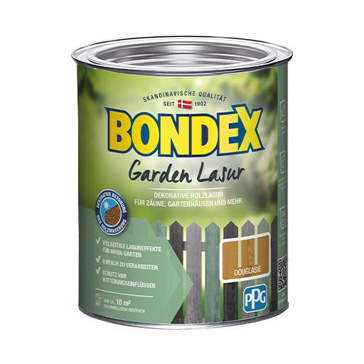 Bondex Garden Lasur verschönert Holzoberflächen im Außenbereich durch einen dekorativen und effektvollen Anstrich.
<table cellpadding="2">
	<tbody>
		<tr>
			<td><img alt="Betont-die-naturliche-Holzstruktur" src="/kentico/getmedia/1068bb3e-58b4-4677-9fa4-d71fa919eea0/Schutz-vor-Witterungseinflussen_1.jpg?width=50&amp;height=50" style="width: 50px; height: 50px;" title="Schutz-vor-Witterungseinflussen.png" /></td>
			<td>Schutz vor Witterungsverhältnissen</td>
		</tr>
		<tr>
			<td><img alt="gebrauchsfertig" src="/kentico/getattachment/produkte/aussen/garden-greys-lasur/Gebrauchsfertig.jpg?lang=de-DE&amp;width=50&amp;height=50" title="schnelltrocknend.png" /></td>
			<td>Gebrauchsfertig</td>
		</tr>
	</tbody>
</table>
*Auslaufprodukt - nur noch bei wenigen Verkaufsstätten/Onlinehändlern erhältlich.