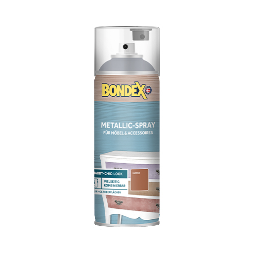 BONDEX Kreidefarbe Metallic-Spray ist ein dekorativer Lack für trendige Highlights auf Lieblingsmöbel und Accessoires im Innenbereich. Einfacher und schneller Farbauftrag: Schütteln und Sprühen. Das Spray ermöglicht einen einfachen Farbauftrag selbst an schwer zu erreichenden Stellen. Trocken in nur einer Stunde.