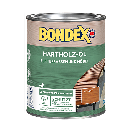 BONDEX Hartholz-Öl Universal für alle Hart- und Tropenhölzer geeignet.
<table cellpadding="2">
	<tbody>
		<tr>
			<td><img alt="Holzstruktur.png" src="/kentico/getattachment/produkte/aussen/dauerschutz-lasur/Sehr-hoher-Wetter-und-UV-Schutz.jpg?lang=de-DE&amp;width=50&amp;height=50" title="Holzstruktur.png" /></td>
			<td>Wetter- und UV-Schutz</td>
		</tr>
		<tr>
			<td><img alt="Schutzt-und-erhalt-das-naturliche-Erscheinungsbild.jpg" src="/kentico/getattachment/produkte/aussen/douglasien-ol/Schutzt-und-erhalt-das-naturliche-Erscheinungsbild.jpg?width=50&amp;height=50" title="Schutzt-und-erhalt-das-naturliche-Erscheinungsbild.jpg" /></td>
			<td>Schützt und erhält das natürliche Erscheinungsbild</td>
		</tr>
	</tbody>
</table>
