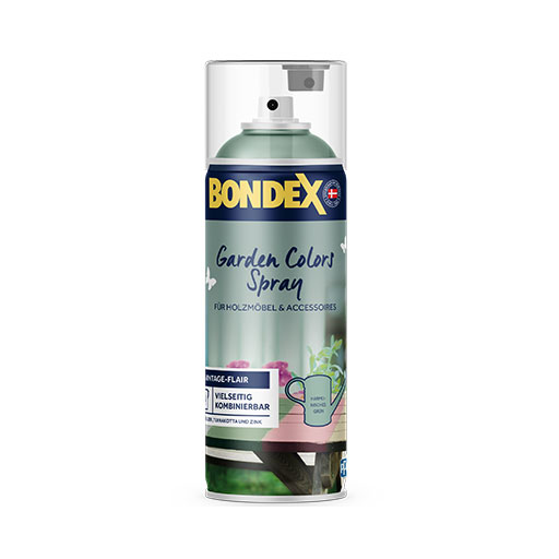 Garden Colors Spray für Vintage-Flair auf Möbel und Accessoires im Außenbereich.
<table cellpadding="2">
	<tbody>
		<tr>
			<td><img alt="Schutz-vor-Witterungseinflussen.png" src="/kentico/getattachment/produkte/aussen/garden-colors-sprays/Sehr-gute-Deckkraft.jpg?lang=de-DE&amp;width=50&amp;height=50" style="width: 50px; height: 50px;" title="Schutz-vor-Witterungseinflussen.png" /></td>
			<td>Sehr gute Deckkraft</td>
		</tr>
		<tr>
			<td><img alt="schnelltrocknend.png" src="/kentico/getattachment/produkte/aussen/garden-colors/Schnelltrocknend.jpg?lang=de-DE&amp;width=50&amp;height=50" title="schnelltrocknend.png" /></td>
			<td>Schnelltrocknend</td>
		</tr>
	</tbody>
</table>
