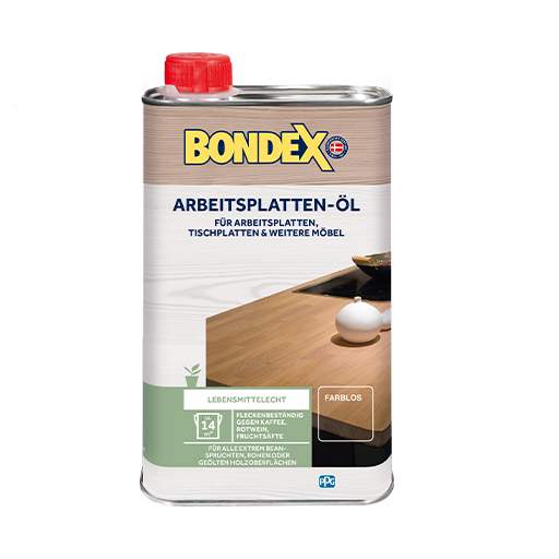 BONDEX ARBEITSPLATTEN-ÖL ist ein Öl auf Basis natürlicher Rohstoffe, das einen stark strapazierfähigen Schutz, für Arbeitsplatten, Tischplatten und alle weiteren extrem beanspruchten, rohen oder geölten Holzoberflächen im Innenbereich, gewährt.
<table cellpadding="2">
	<tbody>
		<tr>
			<td><img alt="Aus-Basis-naturlicher-Rohstoffe" src="/kentico/getattachment/produkte/innen/antikwachs-fest/Aus-Basis-naturlicher-Rohstoffe.jpg?lang=de-DE&amp;width=50&amp;height=50" title="Sehr-hoher-Wetter-und-UV-Schutz.png" /></td>
			<td>Auf Basis natürlicher Rohstoffe</td>
		</tr>
		<tr>
			<td><img alt="Sicherheit-fur-Kinderspielzeug-nach-DIN-EN-71-3" src="/kentico/getattachment/produkte/innen/antikwachs-fest/Sicherheit-fur-Kinderspielzeug-nach-DIN-EN-71-3.jpg?lang=de-DE&amp;width=50&amp;height=50" title="Schutzt-und-erhalt-das-naturliche-Erscheinungsbild-(1).png" /></td>
			<td>Sicherheit für Kinderspielzeug nach DIN EN 71-3</td>
		</tr>
	</tbody>
</table>

